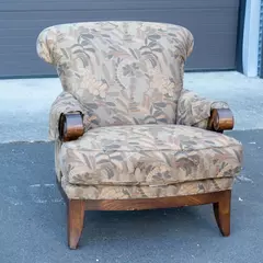 Vintage Pearson Upholstered Armchair Antique Floral Fabric Excellent Condition