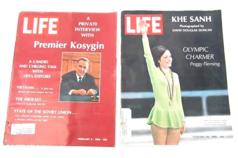 Lot of 2 Vtg Life Magazines February 2, 23 1968 Premier Kosygin Peggy Fleming