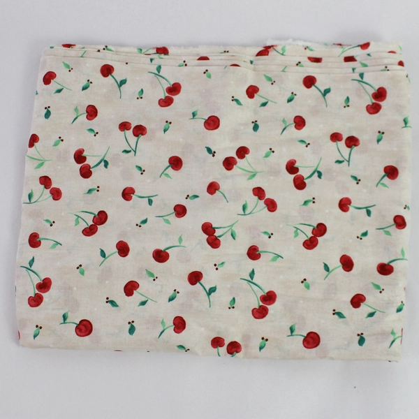 'Cherry Lane' RJR Fashion Fabrics Watercolor Cherries on Cream 100% Cotton