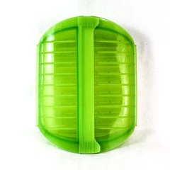 Lekue Green Silicone Steam Case With Tray Microwave Cooking