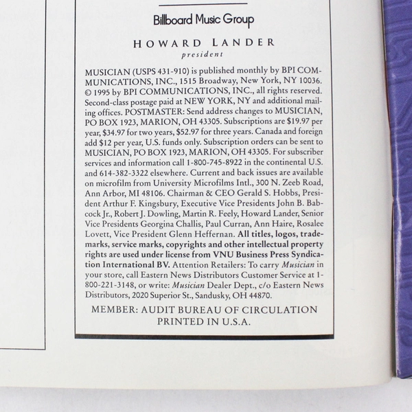 Musician Magazine October 1995 Collective Soul Ed Roland's Gift of Riff
