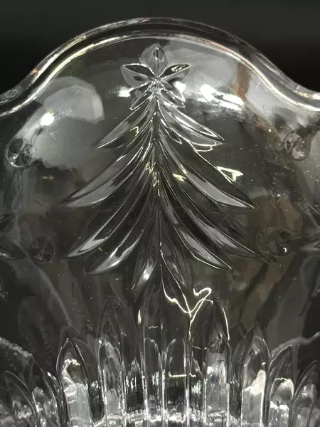 Lot of 2 Mikasa Christmas Night Crystal Bowls 2007 6" Scalloped Rim