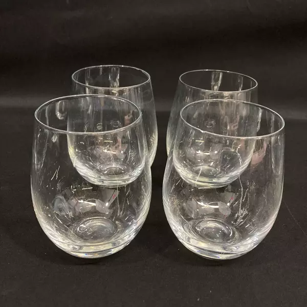 Lot of 4 Stemless Crystal Wine Glasses
