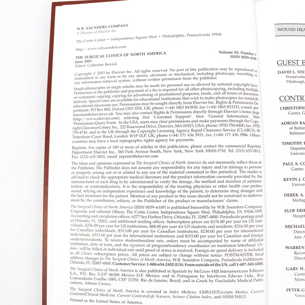 Surgical Clinics of North America June 2003 Volume 83 Number 3 Wound Healing