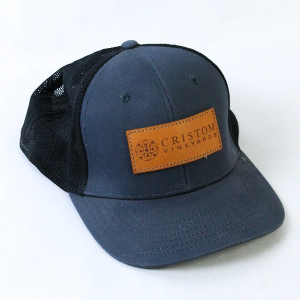 Cristom Vineyards Logo Blue Baseball Cap Black Mesh Back Adjustable Strap