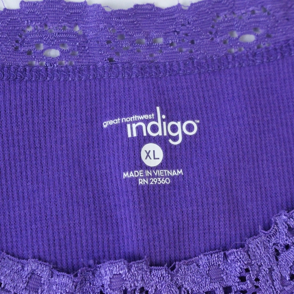 Great Northwest Indigo Purple Lace Trim Cami Tank Top Women's Size XL