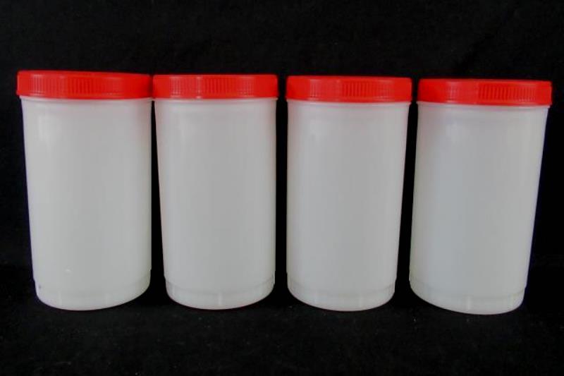 Lot of 4 Carlisle 1 US Qt Stor N' Pour Backup Containers Red Lids Food Storage
