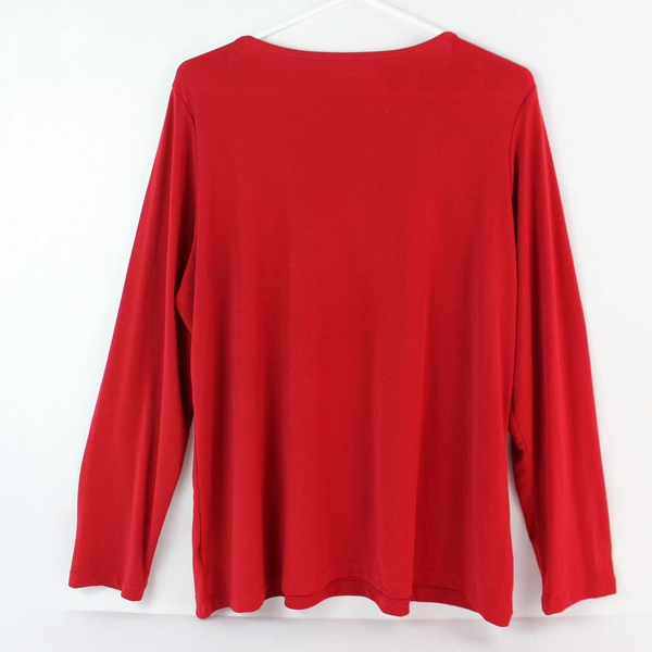 Susan Graver Essentials Red Long Sleeve Shirt Women's Size Large