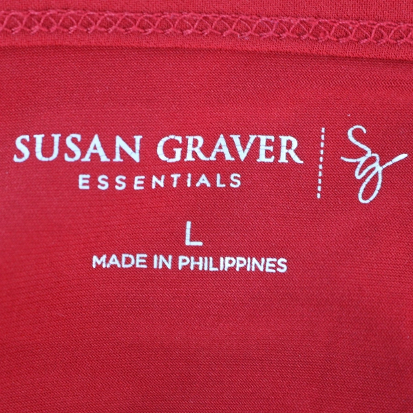 Susan Graver Essentials Red Long Sleeve Shirt Women's Size Large