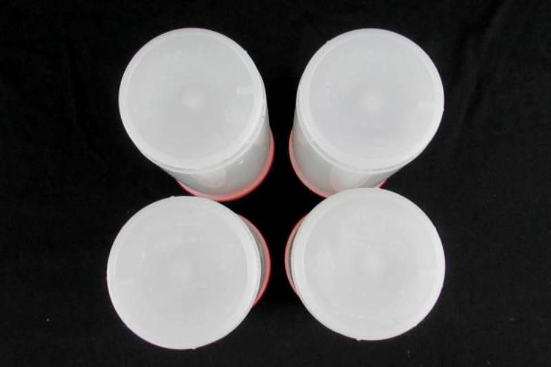 Lot of 4 Carlisle 1 US Qt Stor N' Pour Backup Containers Red Lids Food Storage