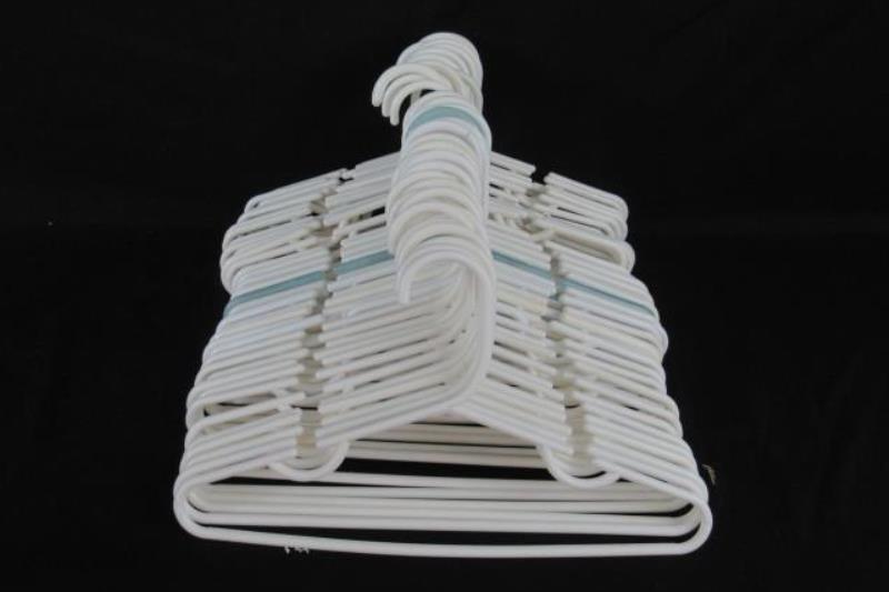 Lot of 40 Children's Clothing Hangers Assorted White Blue Plastic Tubular Notch