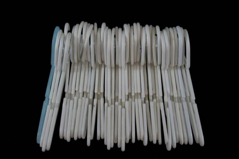 Lot of 40 Children's Clothing Hangers Assorted White Blue Plastic Tubular Notch