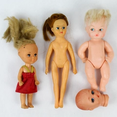 4 Piece Lot of Broken Dolls and Doll Parts for DIY Doll Repair Crafting Flawed