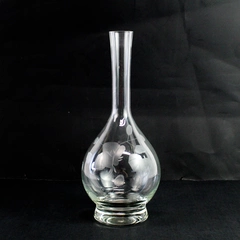Etched Rose Clear Glass Wine Carafe Decanter 12" No Stopper