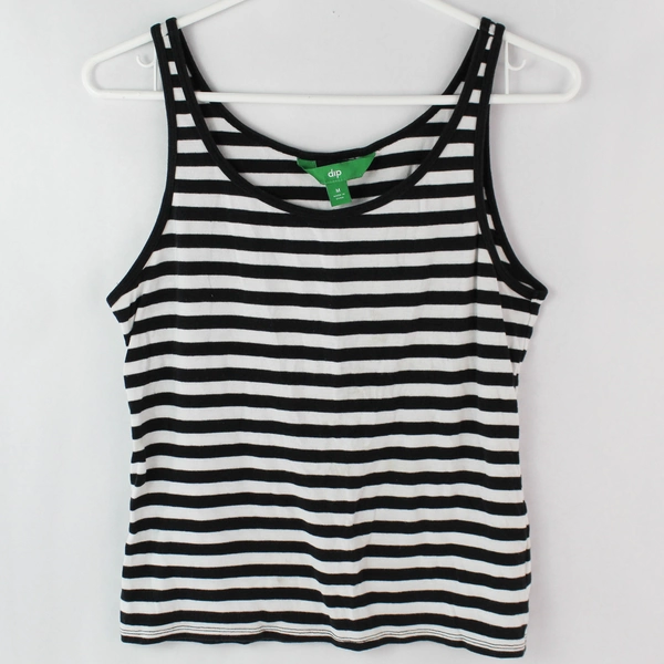 Dip Women's Black and White Striped Cropped Tank Top Size Medium