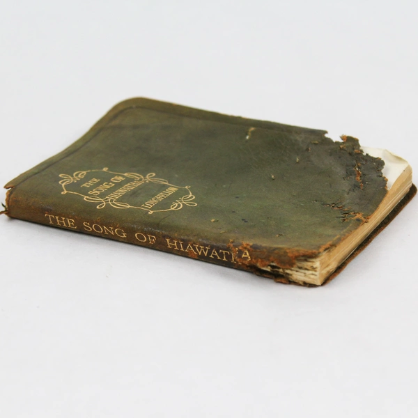 Vintage Miniature The Song of Hiawatha By Longfellow Green Leather Cover