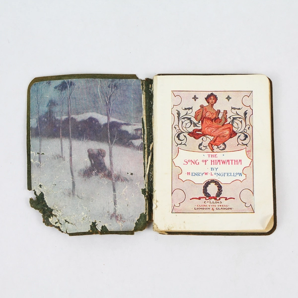 Vintage Miniature The Song of Hiawatha By Longfellow Green Leather Cover