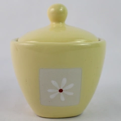 Dazee Sun by Pfaltzgraff Sugar Bowl White Flowers Yellow Background Square
