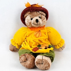 Sun Point Co. Autumn Thanksgiving Decorative Bear Stuffed Animal 13" Fall Leaves