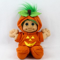 Vintage Russ Berrie Halloween Jack-O-Lantern Troll Doll 13"