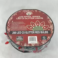 Santa's Forest 200 LED Spool Series C5 Red Glitter Christmas Light String
