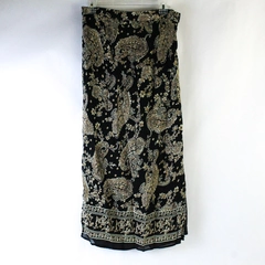 JM Collection Size 12 Petite Long Maxi Skirt Black Paisley