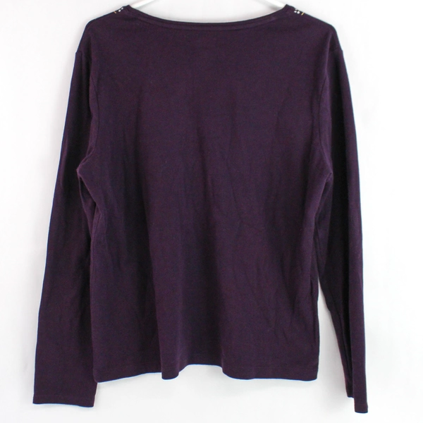 Croft & Barrow Bedazzled Purple Long-Sleeve Holiday Shirt Women's Size Large