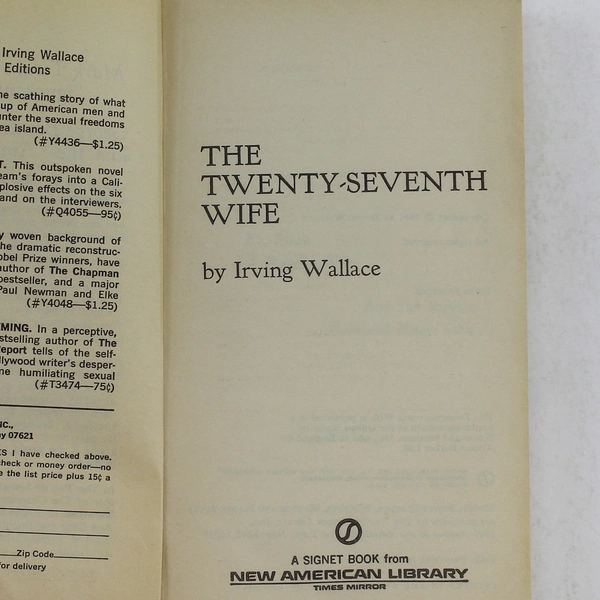 The Twenty-Seventh Wife by Irving Wallace 1961 Signet Paperback Novel