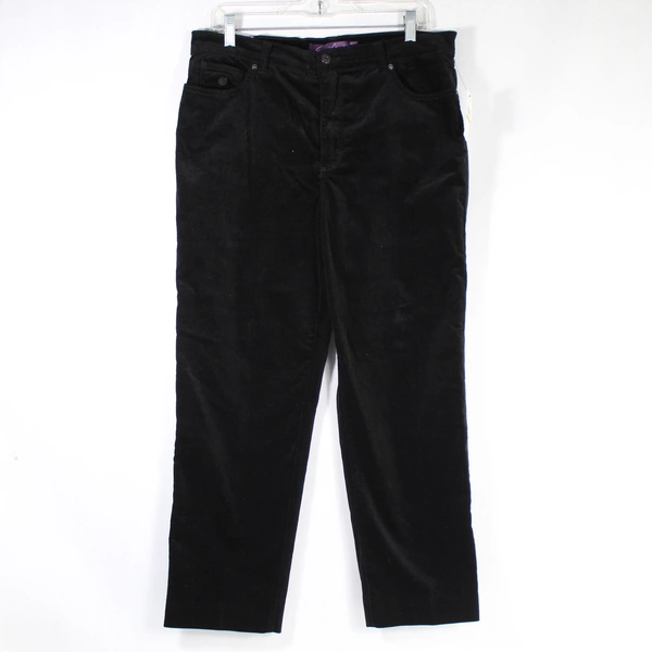 Gloria Vanderbilt Amanda Corduroy Cropped Pants Slacks Women's Size 14 Black NWT