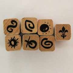 Lot of 7 Small Wood Rubber Stamp Set Unique Shapes Crafting Scrapbooking Various