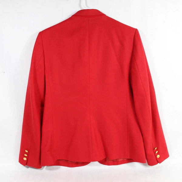 Vtg Charter Club Blazer Women's Size 12 Red 100% Wool Shell Long Sleeves