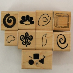 Lot of 9 JRL Design Small Wood Rubber Stamp Lot Assorted Shapes Crafting