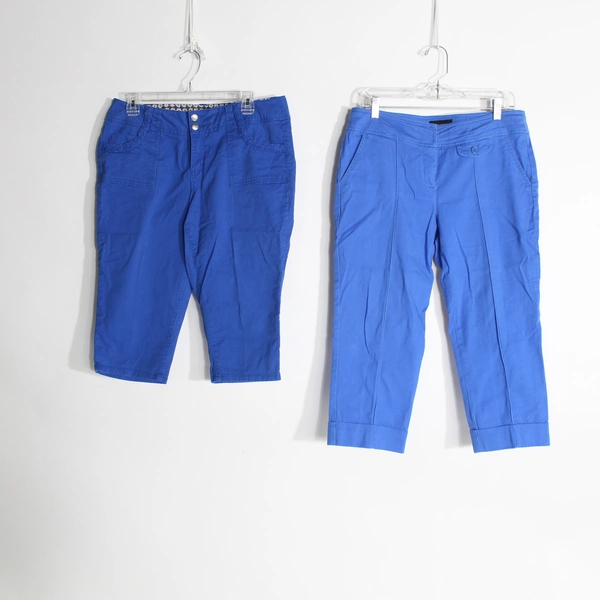 Lot of 2 Women's Cropped Capri Pants Size 10 Sharagano & One 5 One Blue