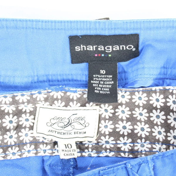 Lot of 2 Women's Cropped Capri Pants Size 10 Sharagano & One 5 One Blue