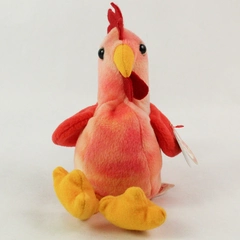 Ty Beanie Baby Doodle The Rooster 1996 Style #4171 PVC With Tag Green Accent