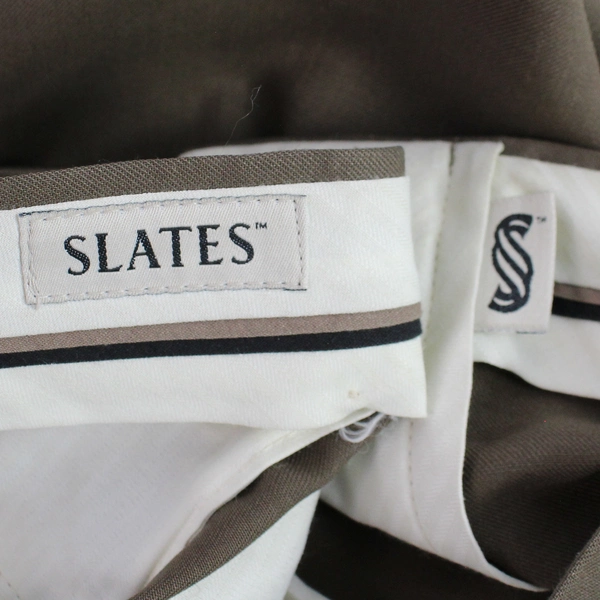 Slates Pleated Brown Dress Slacks Suit Pants Men's Size W36 x L32