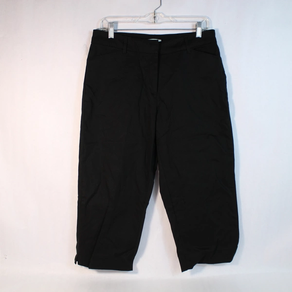 St. Johns Bay Cropped Pants Stretch Women's Size 12 Petite Black Front Pockets