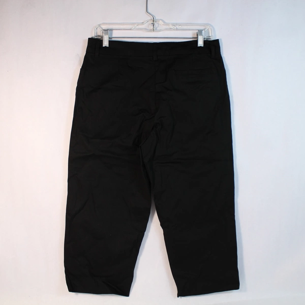 St. Johns Bay Cropped Pants Stretch Women's Size 12 Petite Black Front Pockets