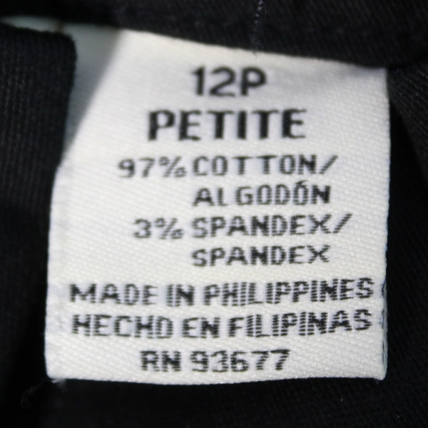 St. Johns Bay Cropped Pants Stretch Women's Size 12 Petite Black Front Pockets