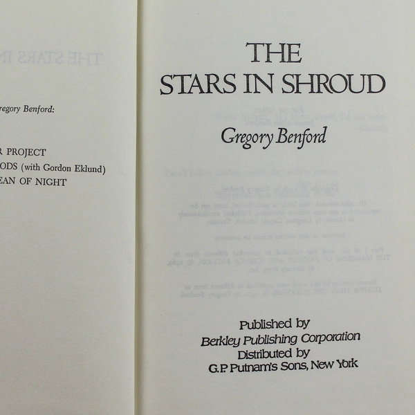 The Stars In Shroud by Gregory Benford 1978 Berkley Books No Dust Jacket