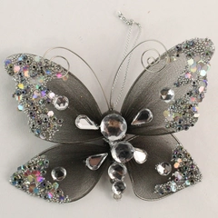 Metal Wire Butterfly Ornament Beaded Bedazzled Jewel Bling