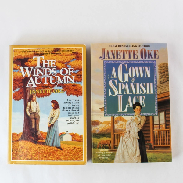 Lot of 2 Janette Oke Historical Romance Novels Winds of Autumn & Spanish Lace
