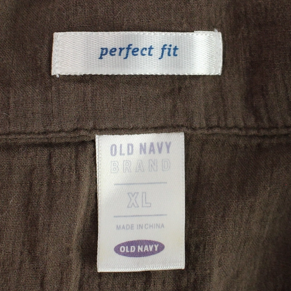 Old Navy Perfect Fit Embroidered Brown V-Neck Blouse Women's Size XL