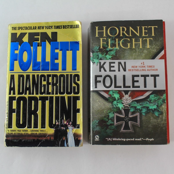Lot of 2 Ken Follett Novels A Dangerous Fortune & Hornet Flight PB