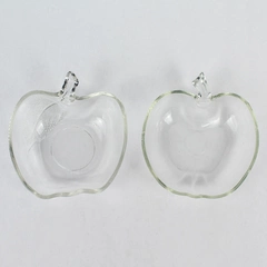Lot of 2 Clear Glass Apple Shaped Candy Dishes 4.5"