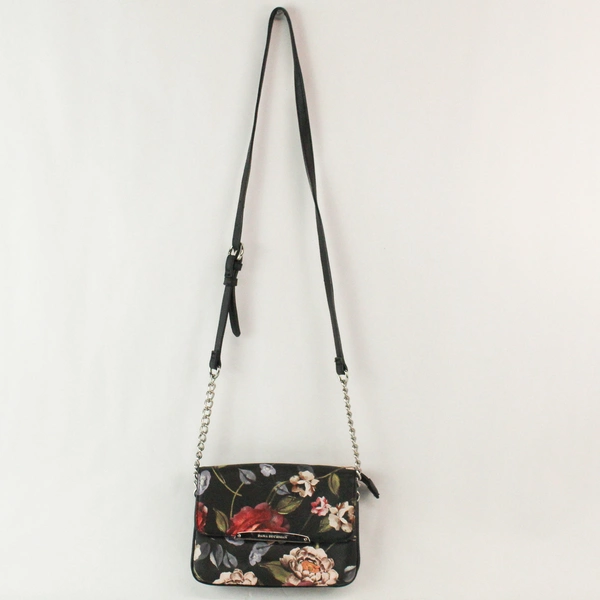 Dana Buchman Black Leather Floral Chain and Strap Cross Body Purse NO. 8833313