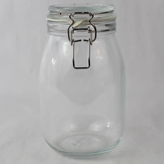Ikea Metal Latched Glass Canister Storage Jar 21143 7.5 in Tall
