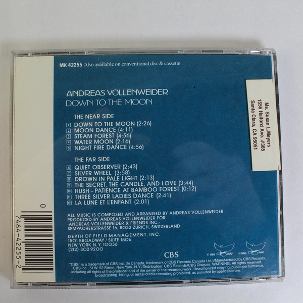 Andreas Vollenweider Down To The Moon CD 1986 Ambient CBS MK 42255