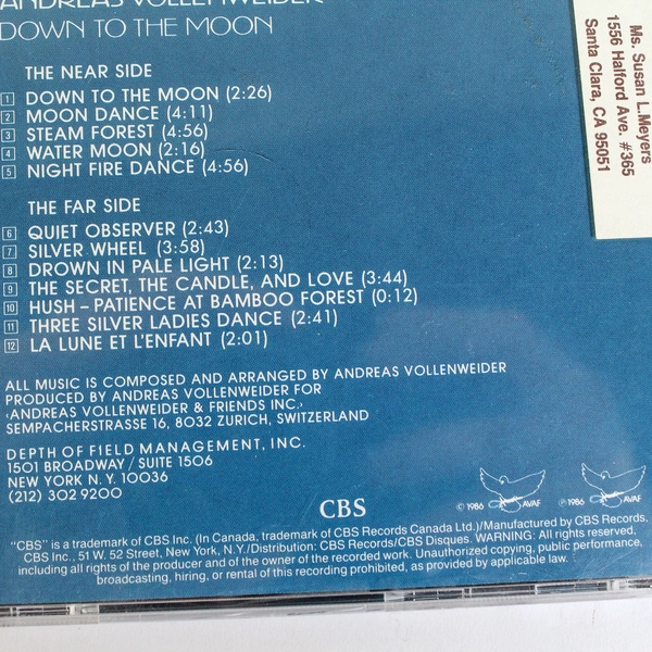 Andreas Vollenweider Down To The Moon CD 1986 Ambient CBS MK 42255