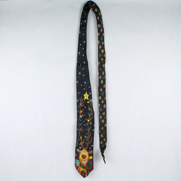 MMG Hallmark Yule Tie Greetings Christmas Reindeer Necktie 57"